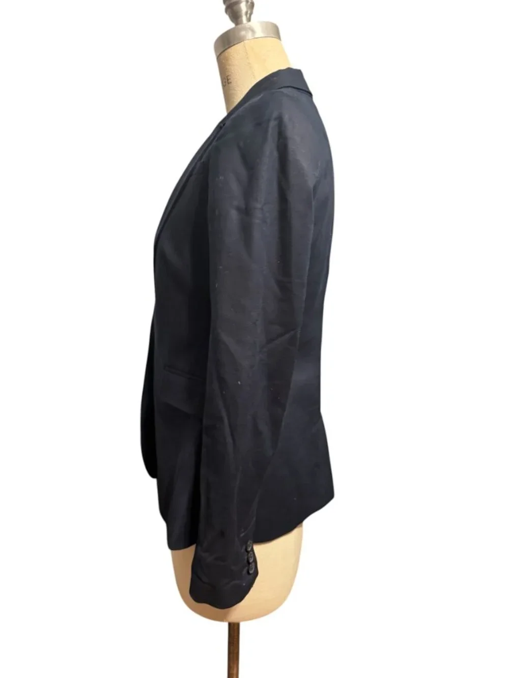 Banana Republic Women’s Blue Blazer Size 6 Pink Striped Lining Cotton Lyocell